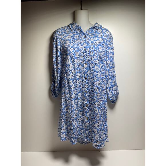 Lilly Pulitzer Natalie Coverup Lunar Blue Palm Beach Petals Sz XS MSRP 118.00 - Picture 2 of 16